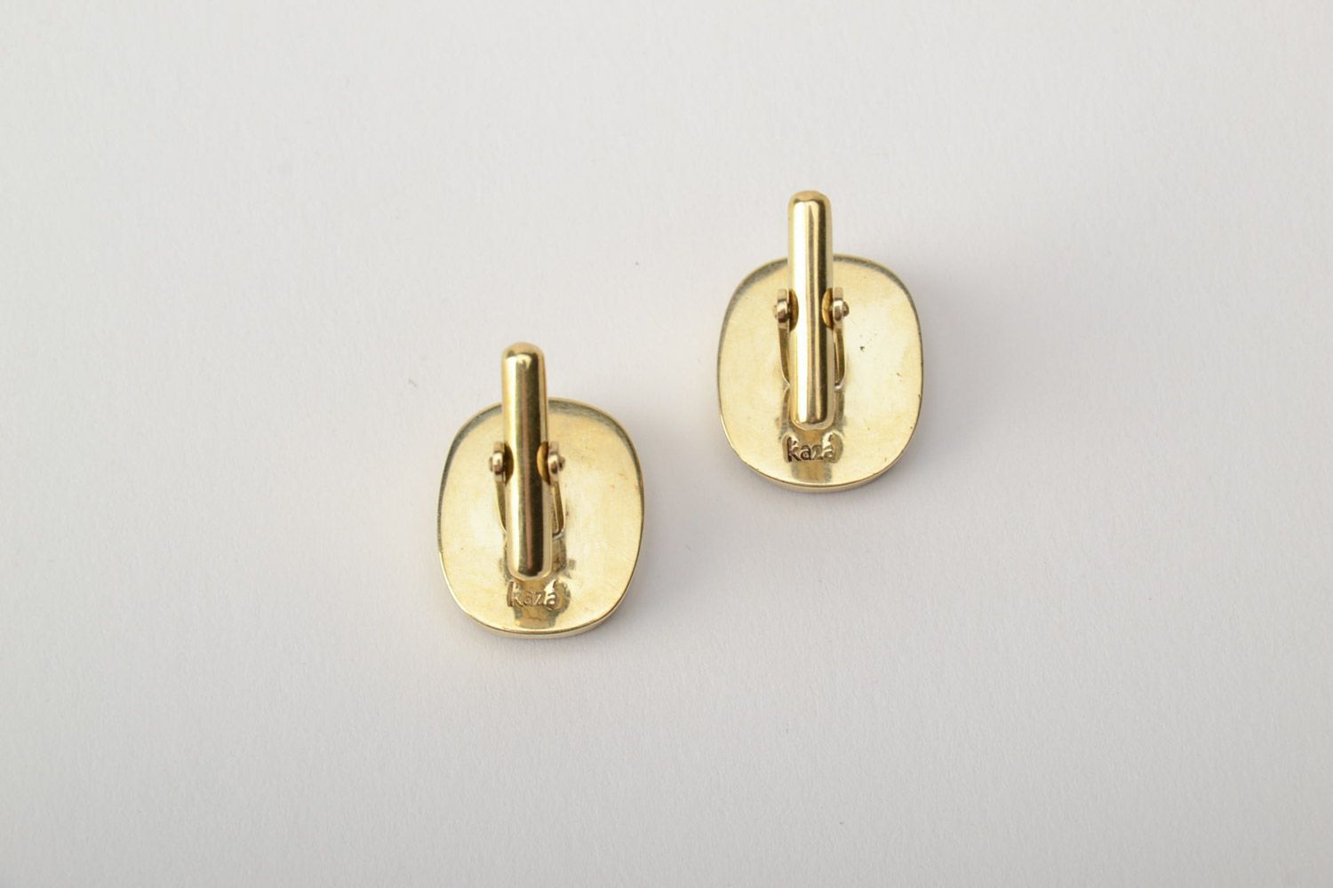 Steampunk brass handmade stylish cufflinks square unisex accessory  photo 4