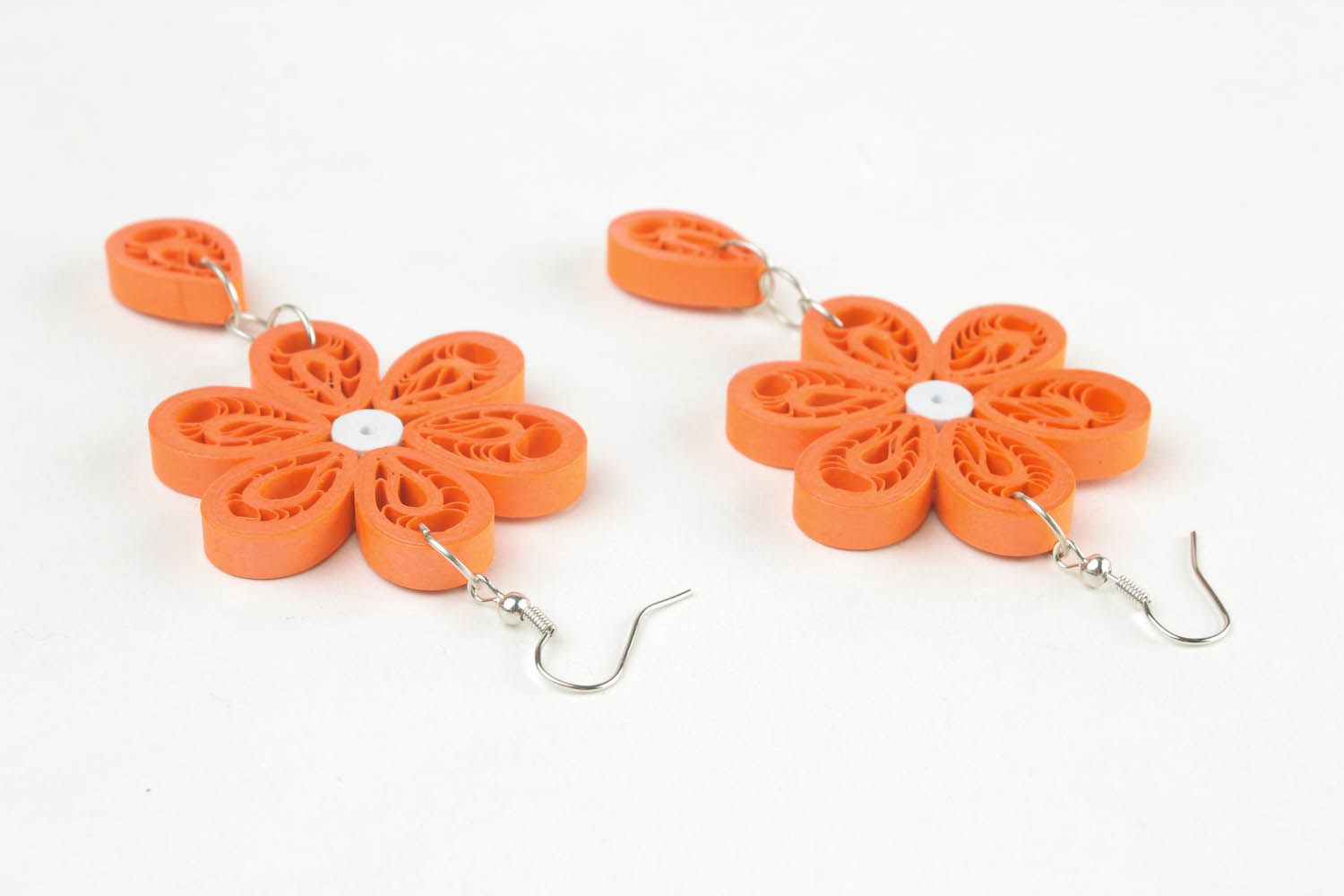Long earrings-pendants in the shape of a flower photo 2