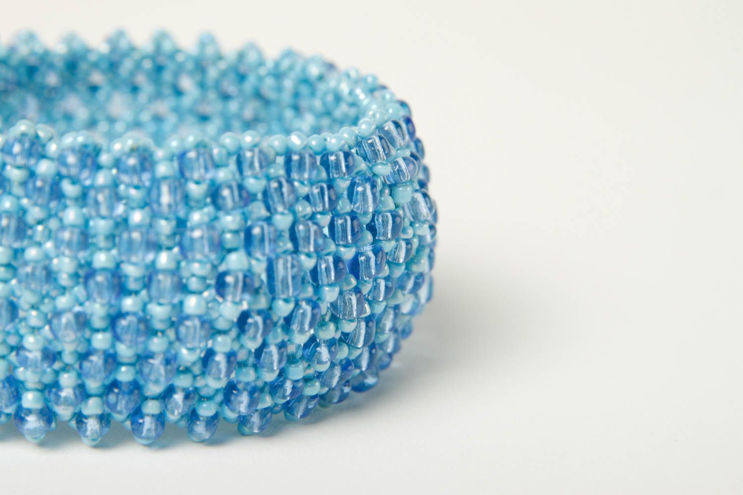 Модный браслет ручной работы браслет из бисера голубой модная бижутерия фото 5