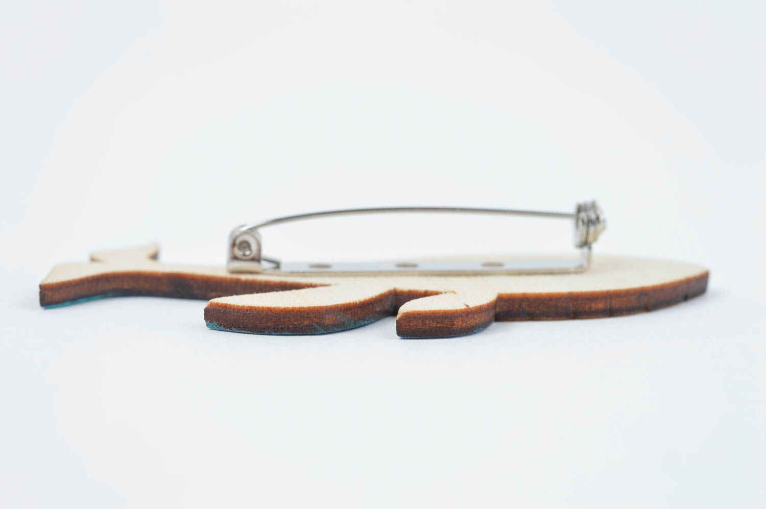 Handmade brooch wooden brooch designer accessory unusual gift for children photo 4