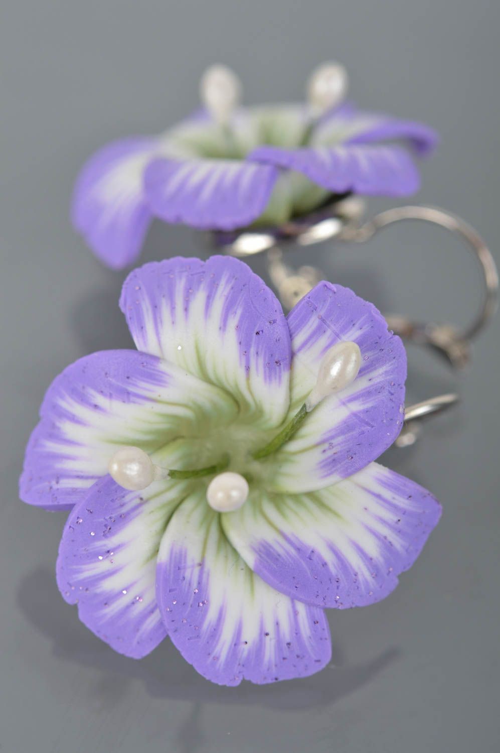 Handmade Ohrringe Ohrhänger Frauen Ohrringe Blumen Geschenk für Frau lila schön foto 4