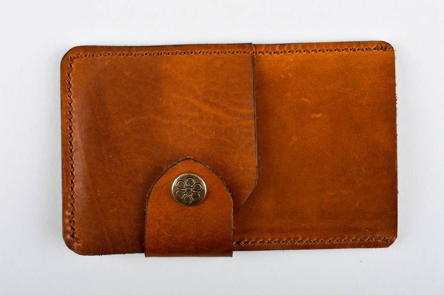 Handmade leather wallet brown case for cell phone designer present for men photo 2