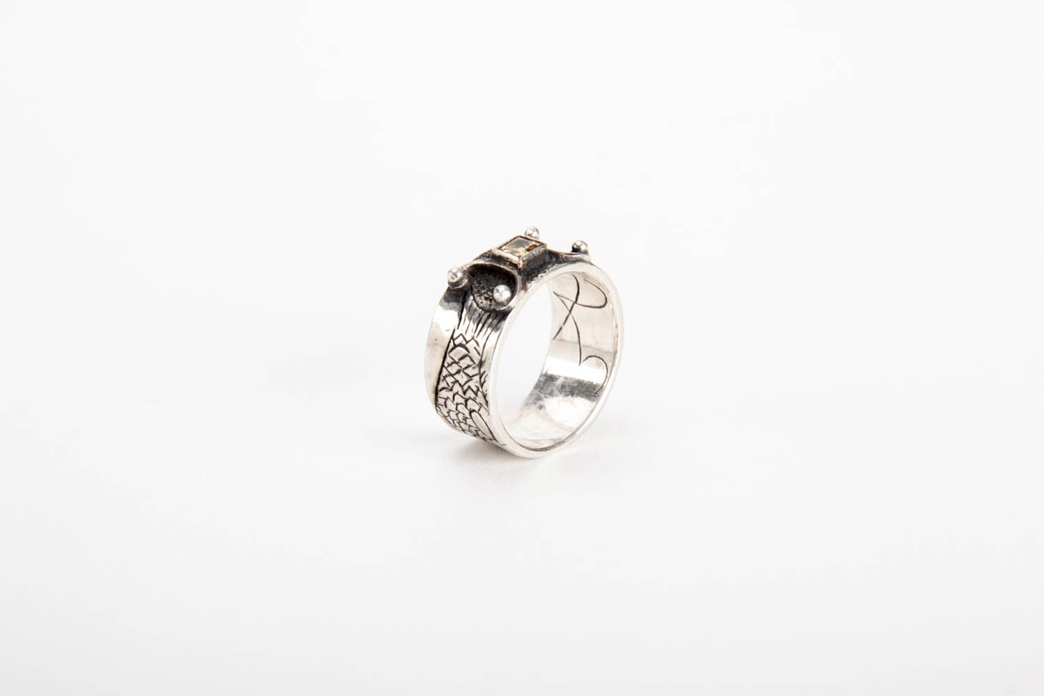 Серебряное кольцо ручной работы женское кольцо серебряное украшение с цитрином фото 5