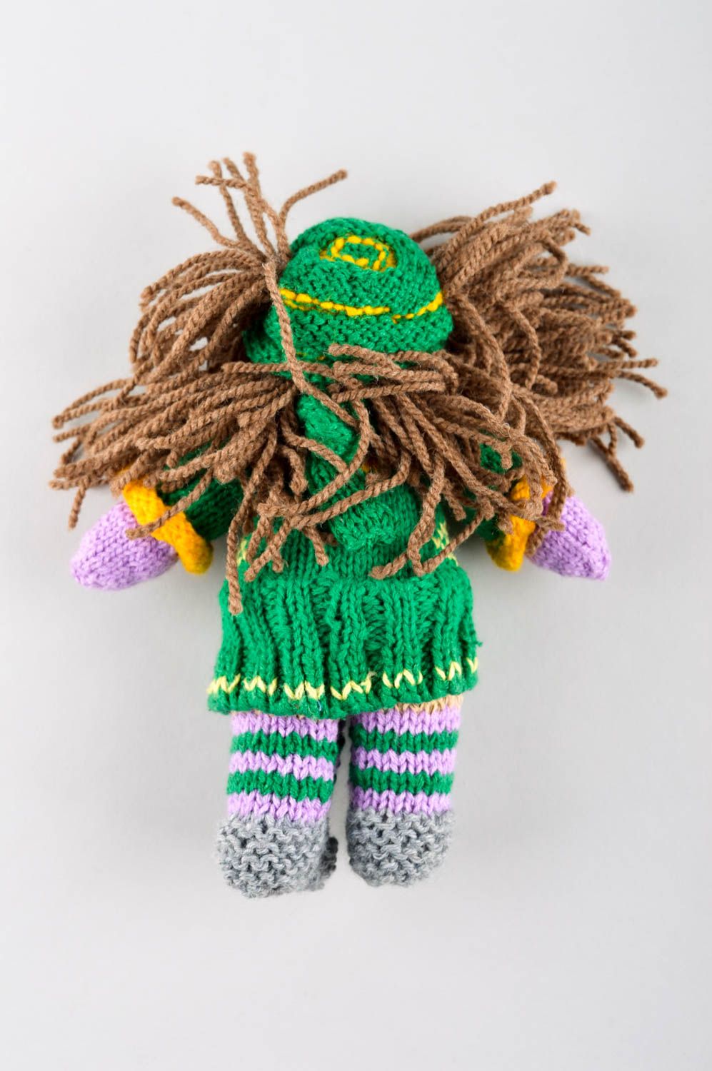 Poupée au tricot Jouet fait main fille en tenue verte Cadeau enfant original photo 4