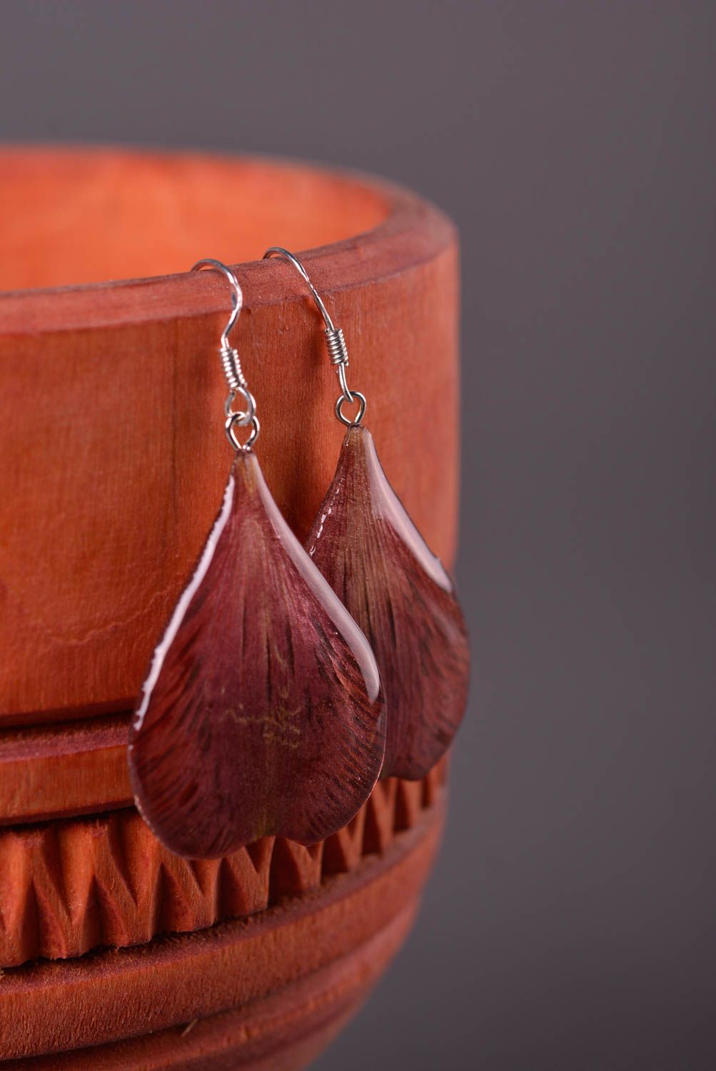 Handmade botanic earrings stylish accessories flower earrings petal jewelry photo 1