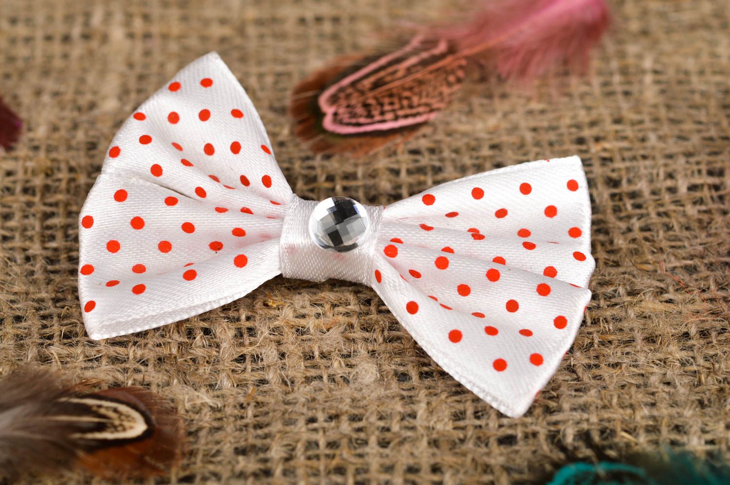 Handmade hair accessory children hair clip ribbon polka dotted barrette  photo 1