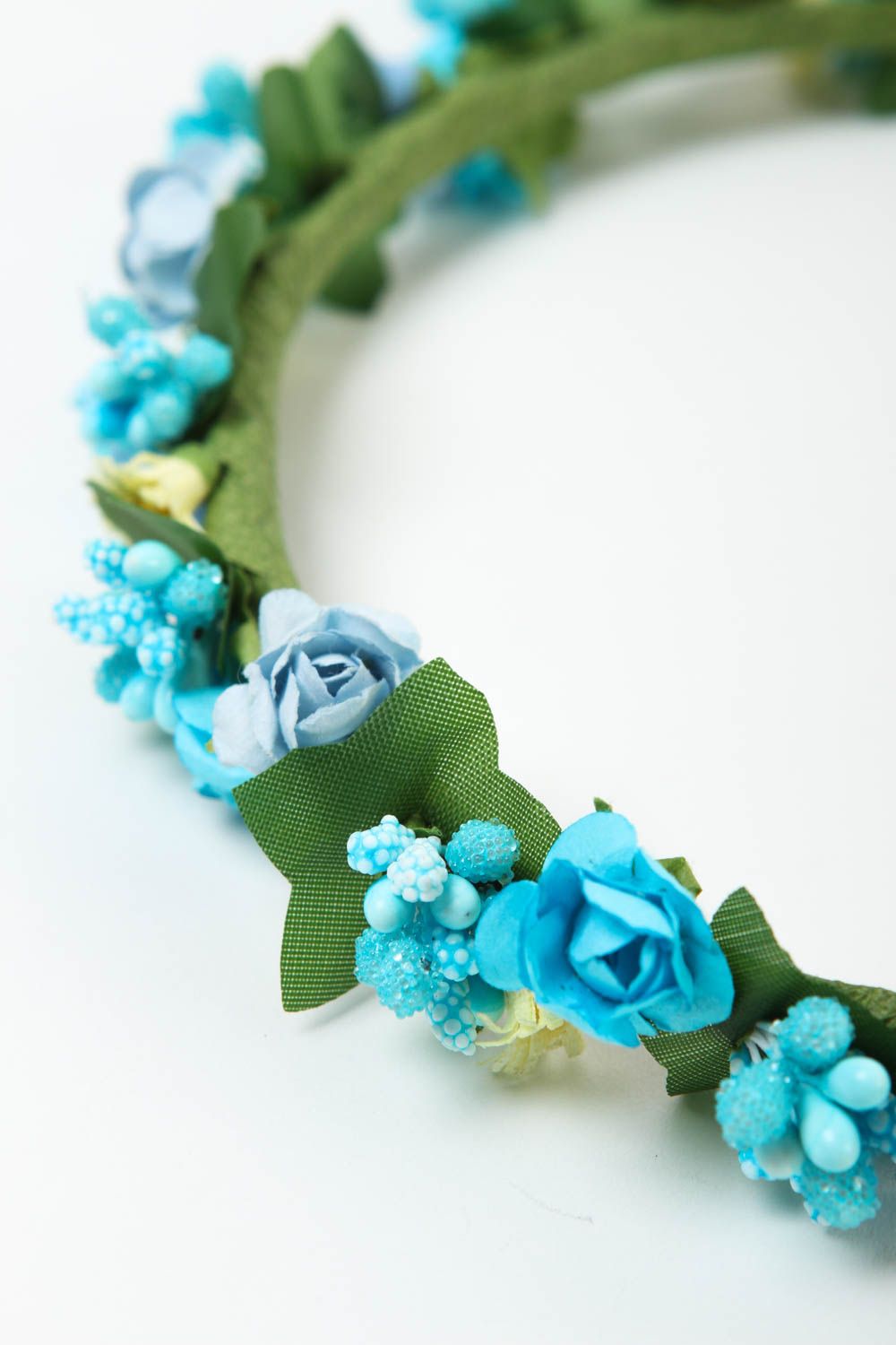 Serre-tête fleurs bleu ciel Bijou fait main tendance fin Accessoire cheveux photo 4