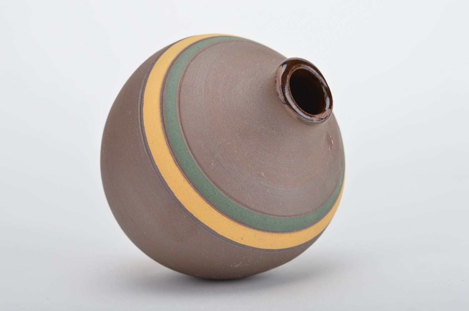 Handmade 5 inches round shape olive color ceramic handmade shape 0,78 lb photo 1