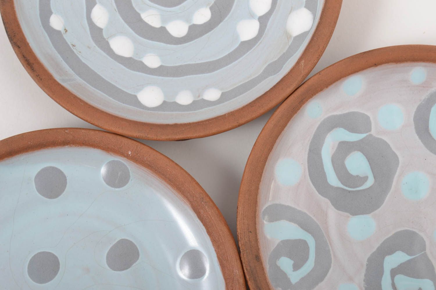 Тарелки ручной работы керамическая посуда глиняные тарелки комплект посуды 3 шт фото 4