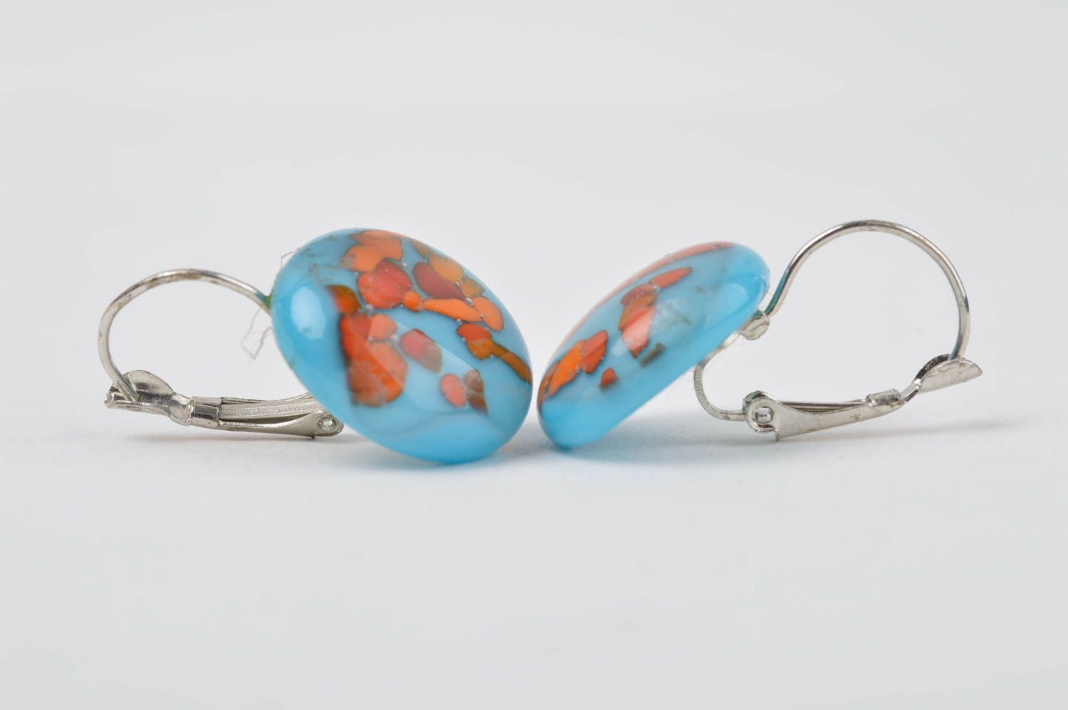 Handmade Glas Ohrringe in Blau Designer Schmuck Accessoire für Frauen Fusing foto 2