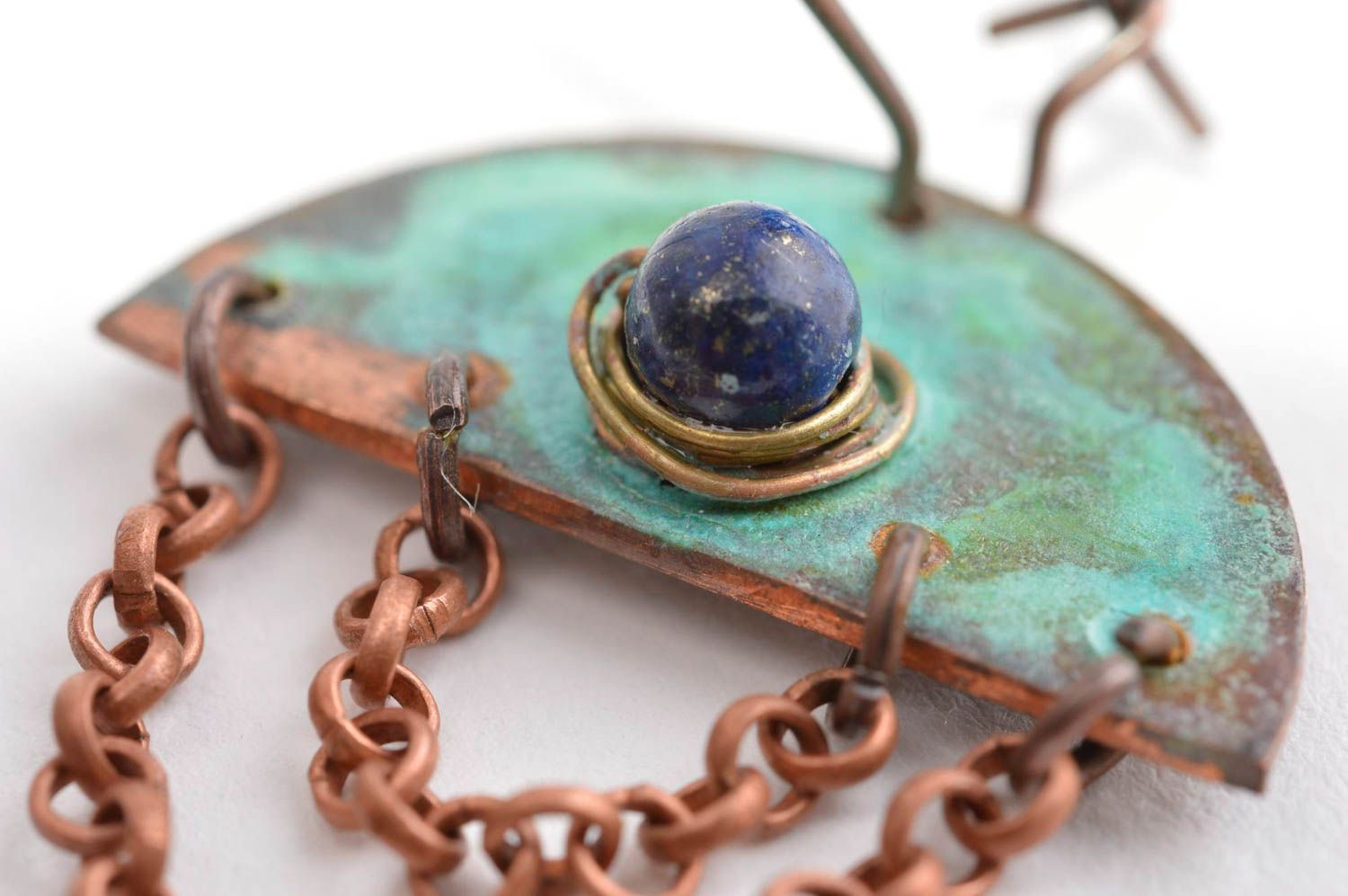 Handmade accessory copper earrings designer earrings unusual gift ideas photo 5