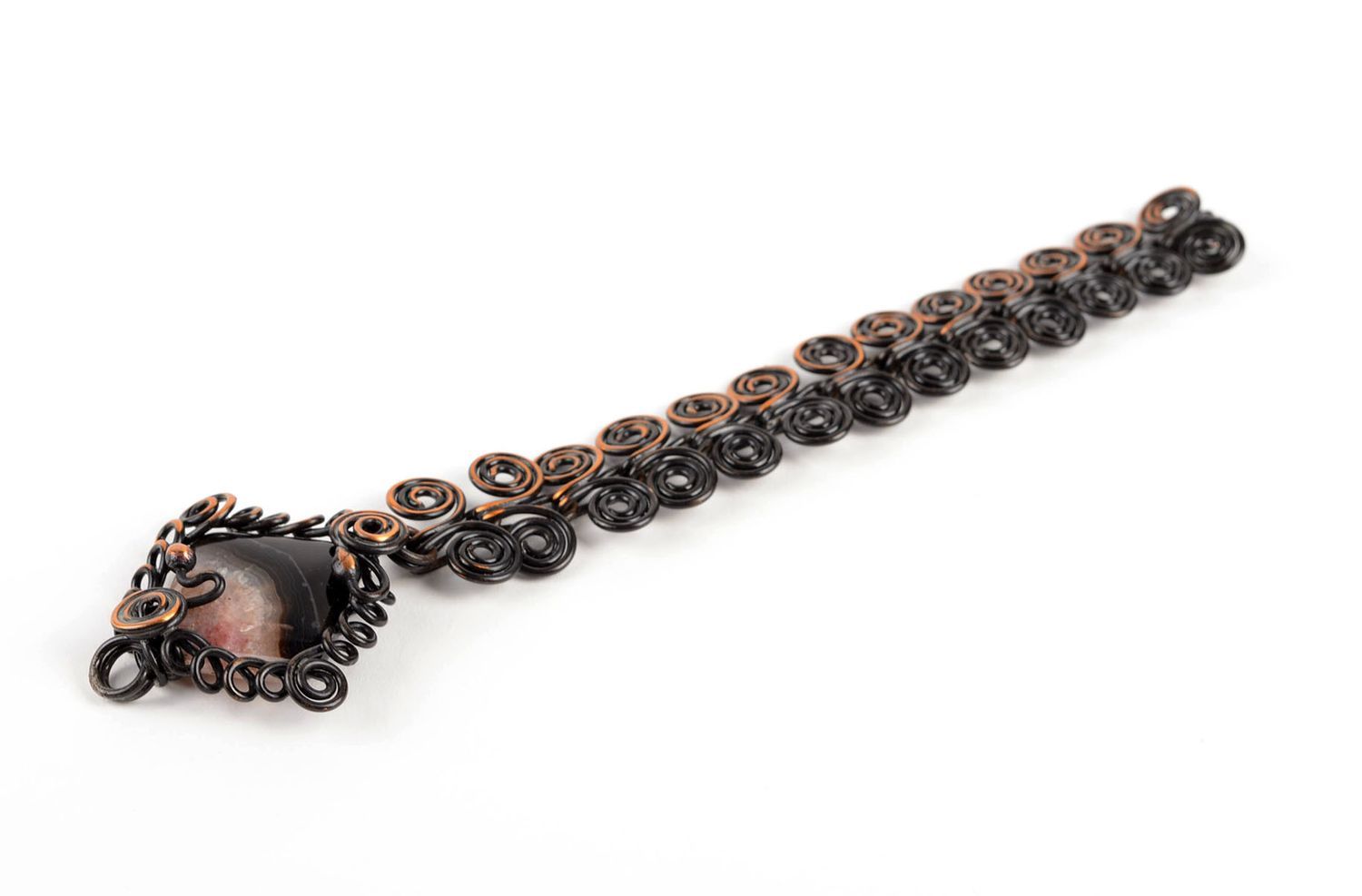 Bracelet large Bijou fait main en cuivre et agate design Cadeau pour femme photo 4