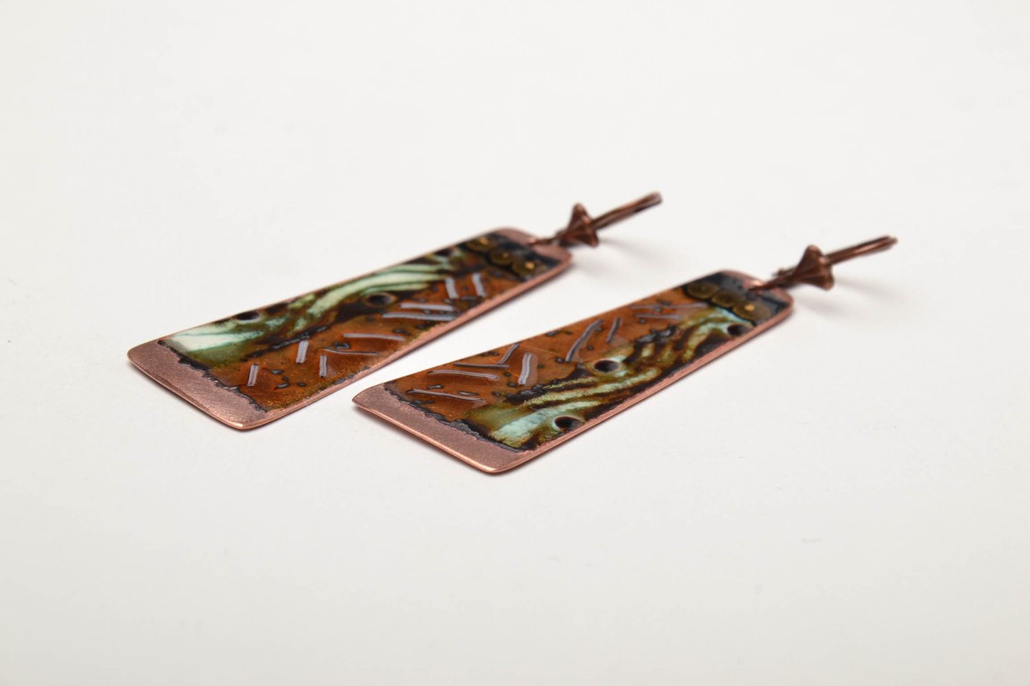Painted designer copper earrings photo 4