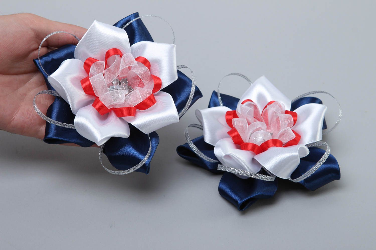 Handmade flower barrette hair clip 2 pieces designer hair accessories gift ideas photo 5
