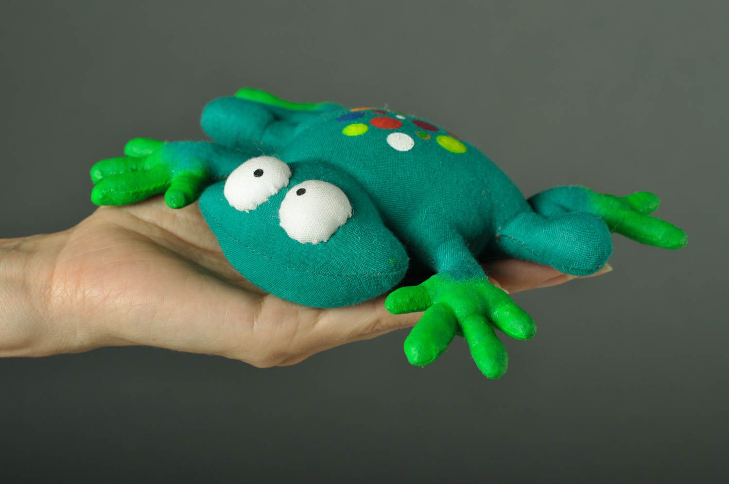 Handmade Kuscheltier Frosch Stoff Spielzeug Geschenk für Kinder künstlerisch foto 4