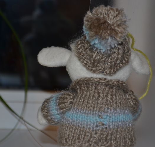 Handmade artificial fur soft toy sheep with sledge photo 2