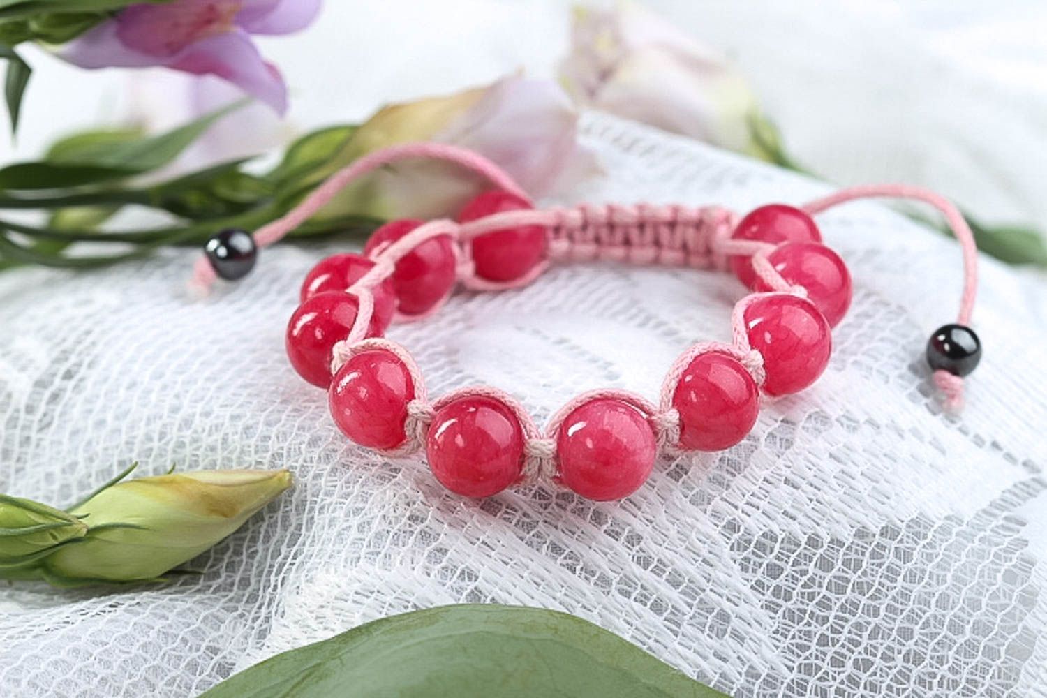 Bracelet rose Bijou fait main en calcite teinte original Cadeau pour femme photo 1