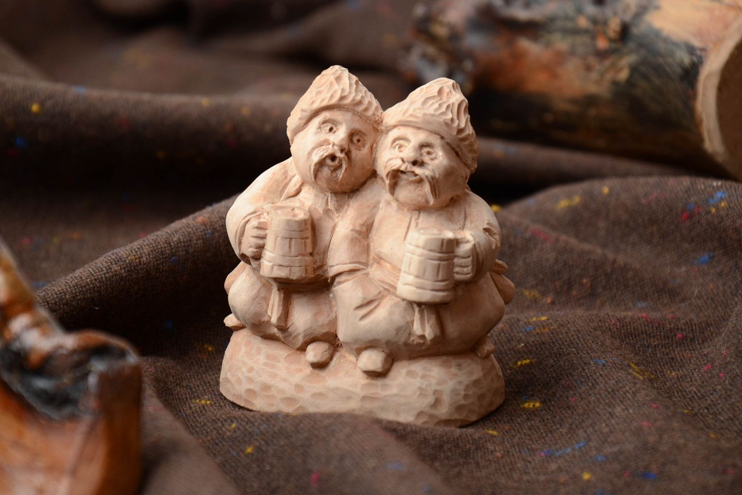 Handmade wooden miniature statuette Cossacks photo 1