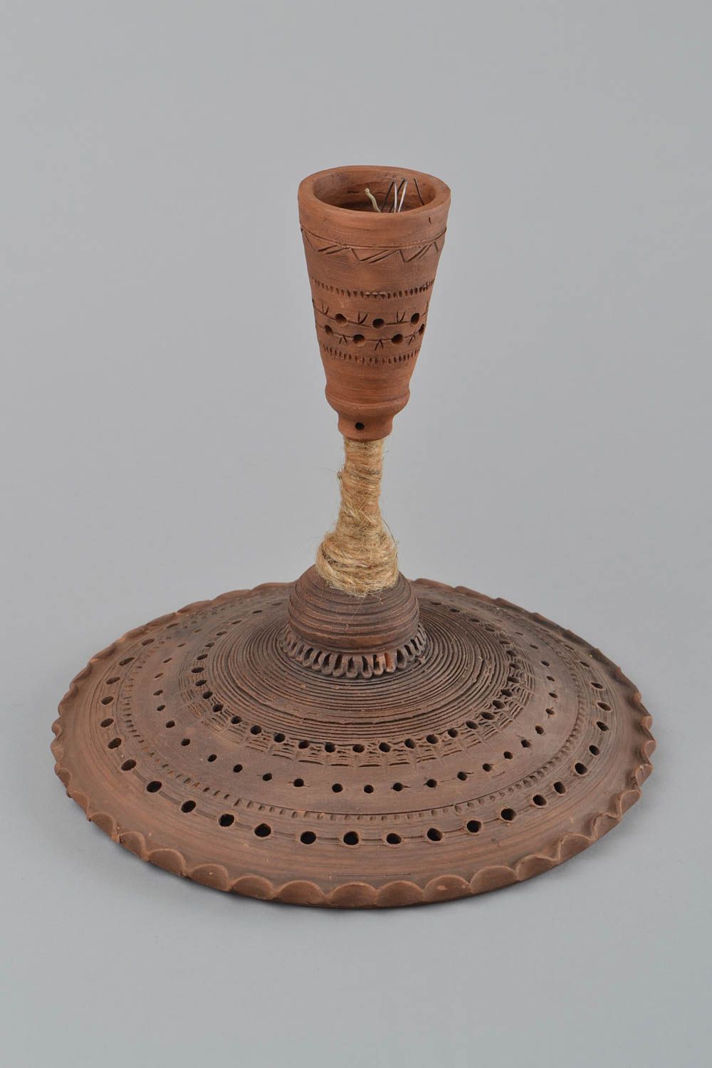 Lustre en céramique fait main pour une ampoule original ajouré ethnique photo 5