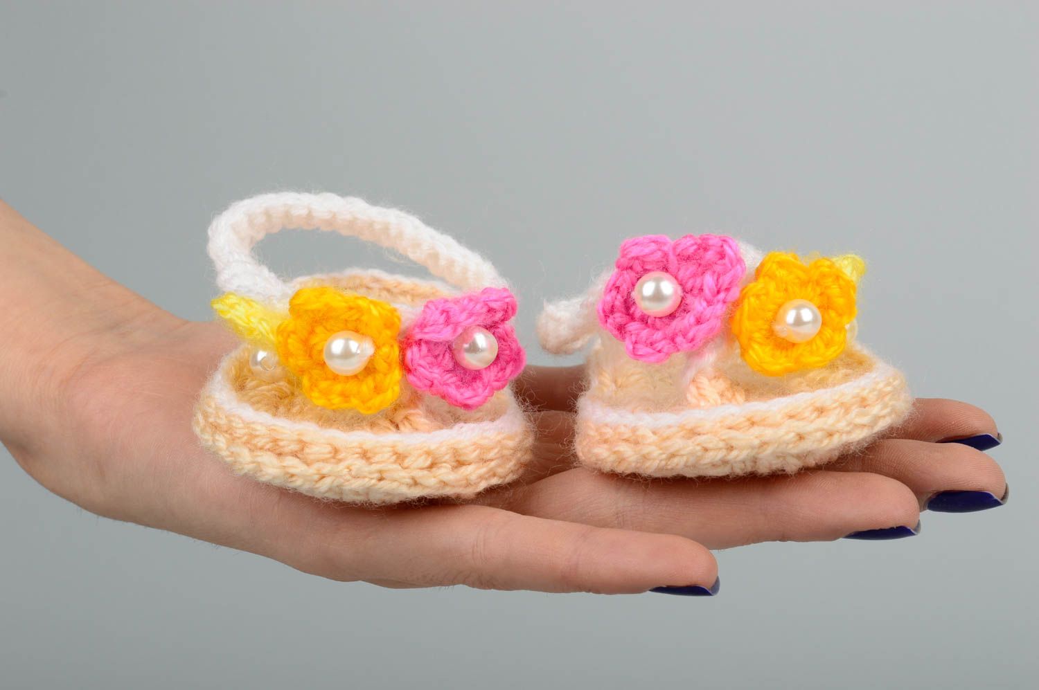 Handmade crocheted footwear cute designer shoes for kids stylish sandals photo 2