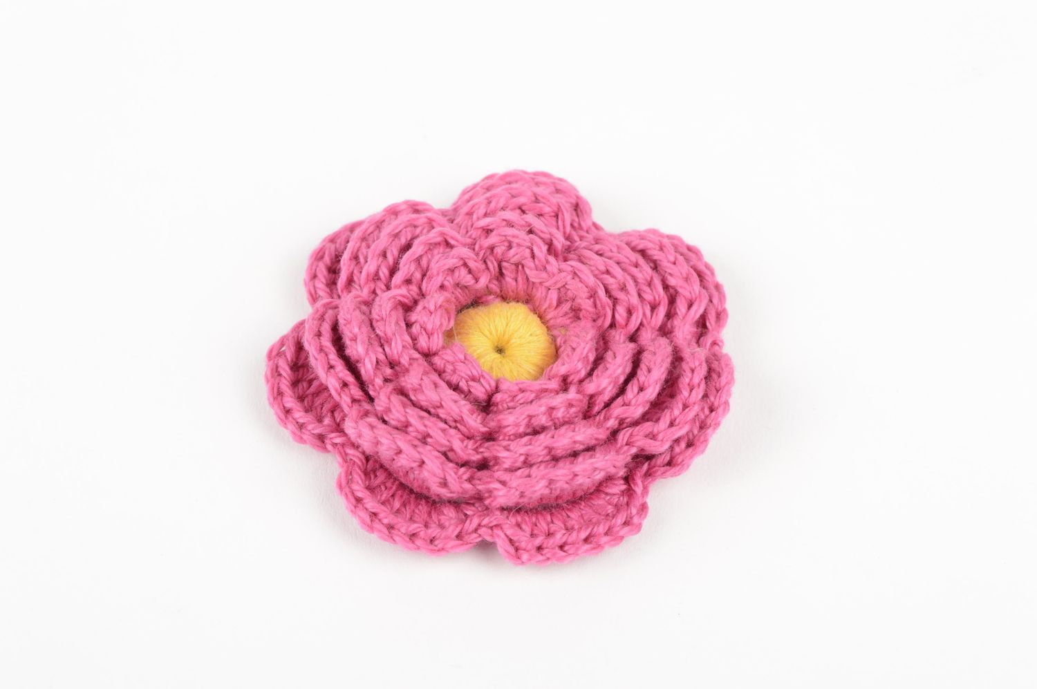 Fleur tricot fait main Fourniture bijoux rose en fils de coton Loisirs créatifs photo 2