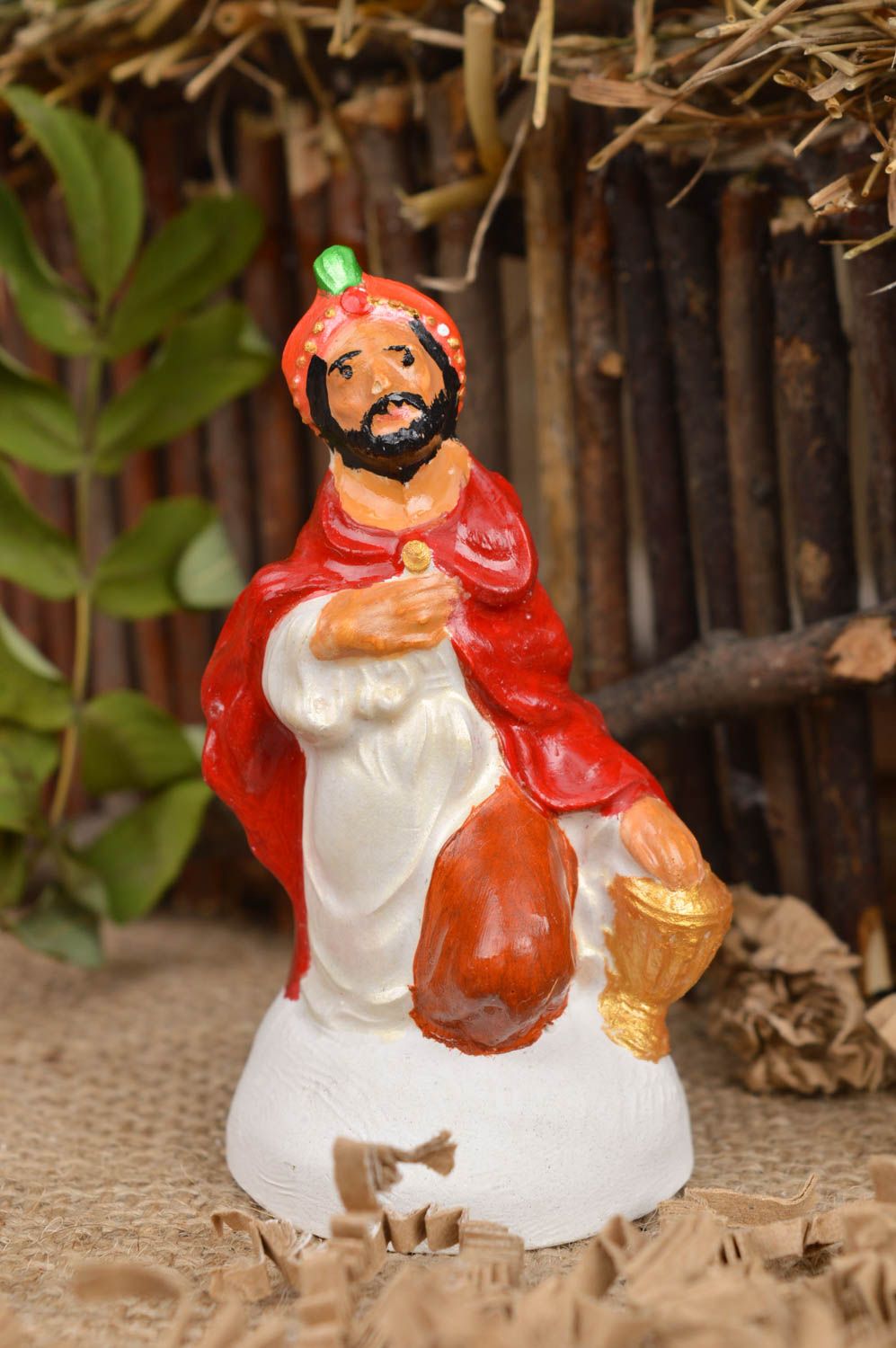 Figurita de belén hecha a mano figura de yeso decoración navideña Rey mago  foto 1