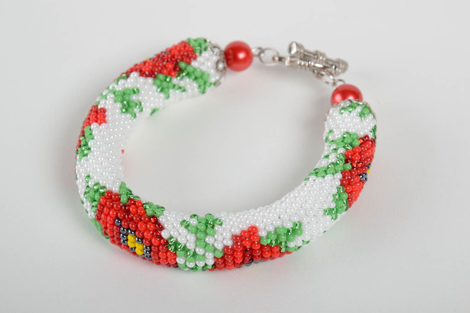 Bracelet perles de rocaille Bijou fait main motif floral Accessoire femme design photo 5