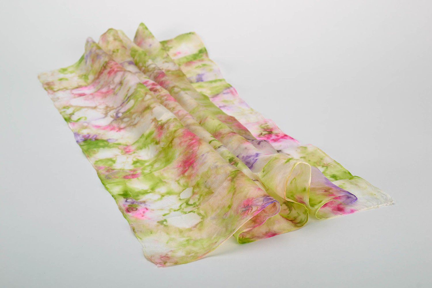 Шелковый платок салатовый фото 4