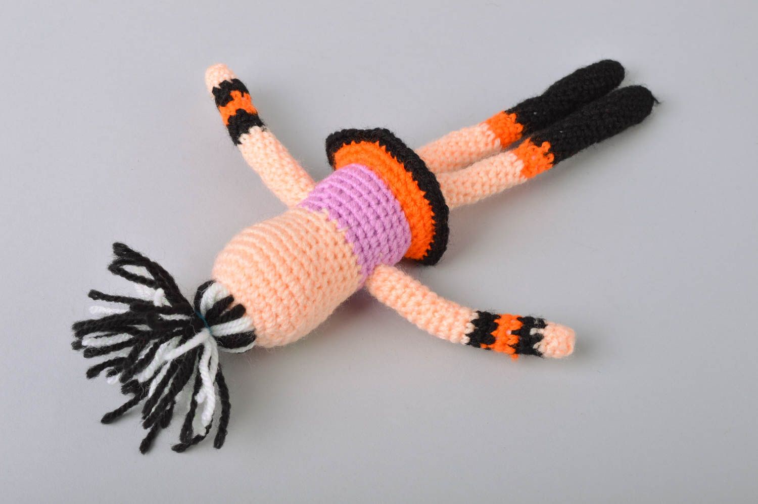 Handmade designer bright colorful crocheted soft toy doll Nika for children photo 5