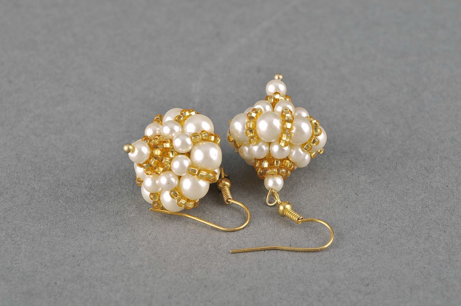 Earrings made of Italian beads and pearls Crown photo 2