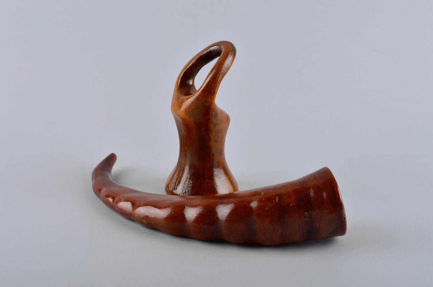 Corno in ceramica fatto a mano decorativo calice in argilla utensili da cucina
 foto 4