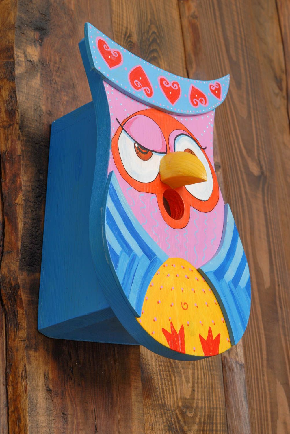 Handmade birdhouse in the shape of owl photo 4