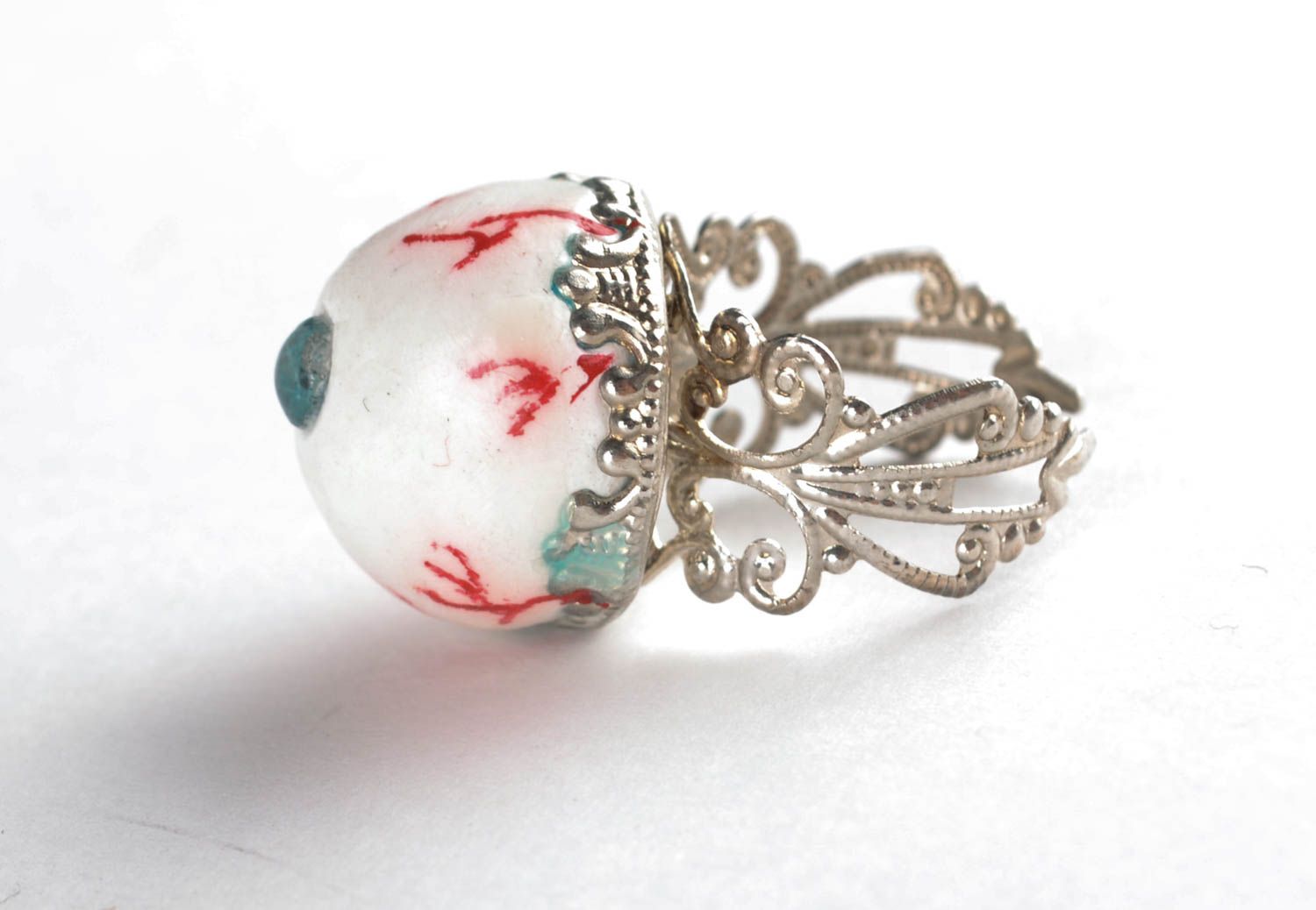 Designer polymer clay ring in the shape of eye photo 2