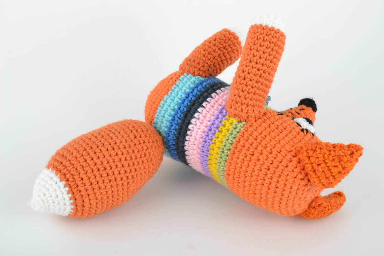 Handmade small designer crocheted soft toy cute ginger fox for children photo 4