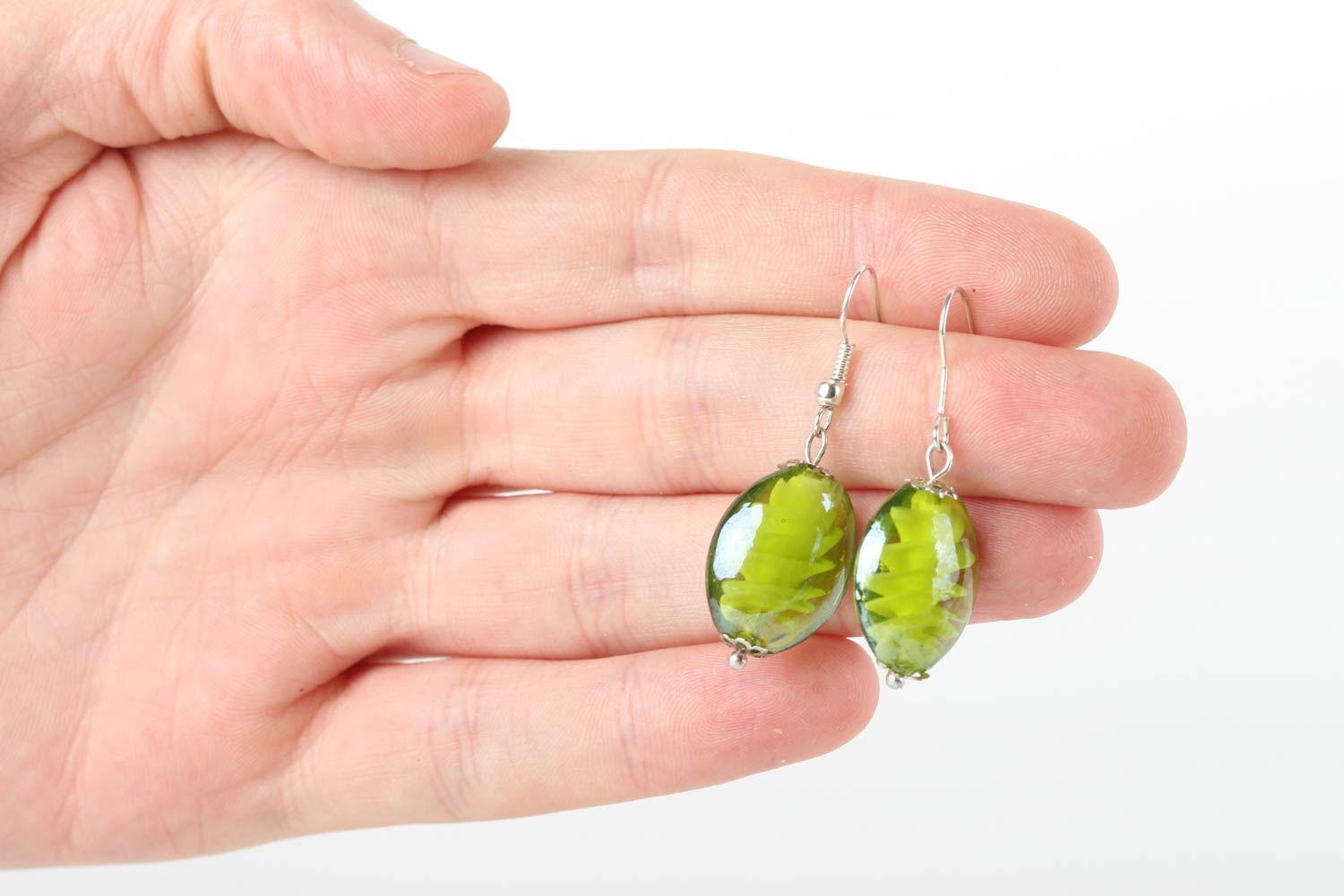 Handmade grüne Glas Ohrringe Accessoire für Frauen Designer Schmuck künstlerisch foto 5