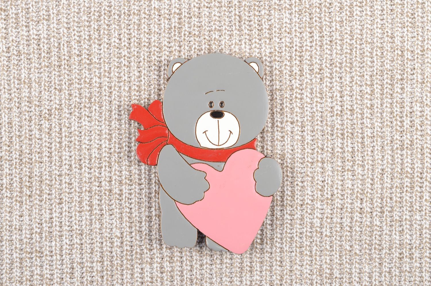 Handmade cute designer souvenir magnet for St Valentine wooden fridge magnet photo 1