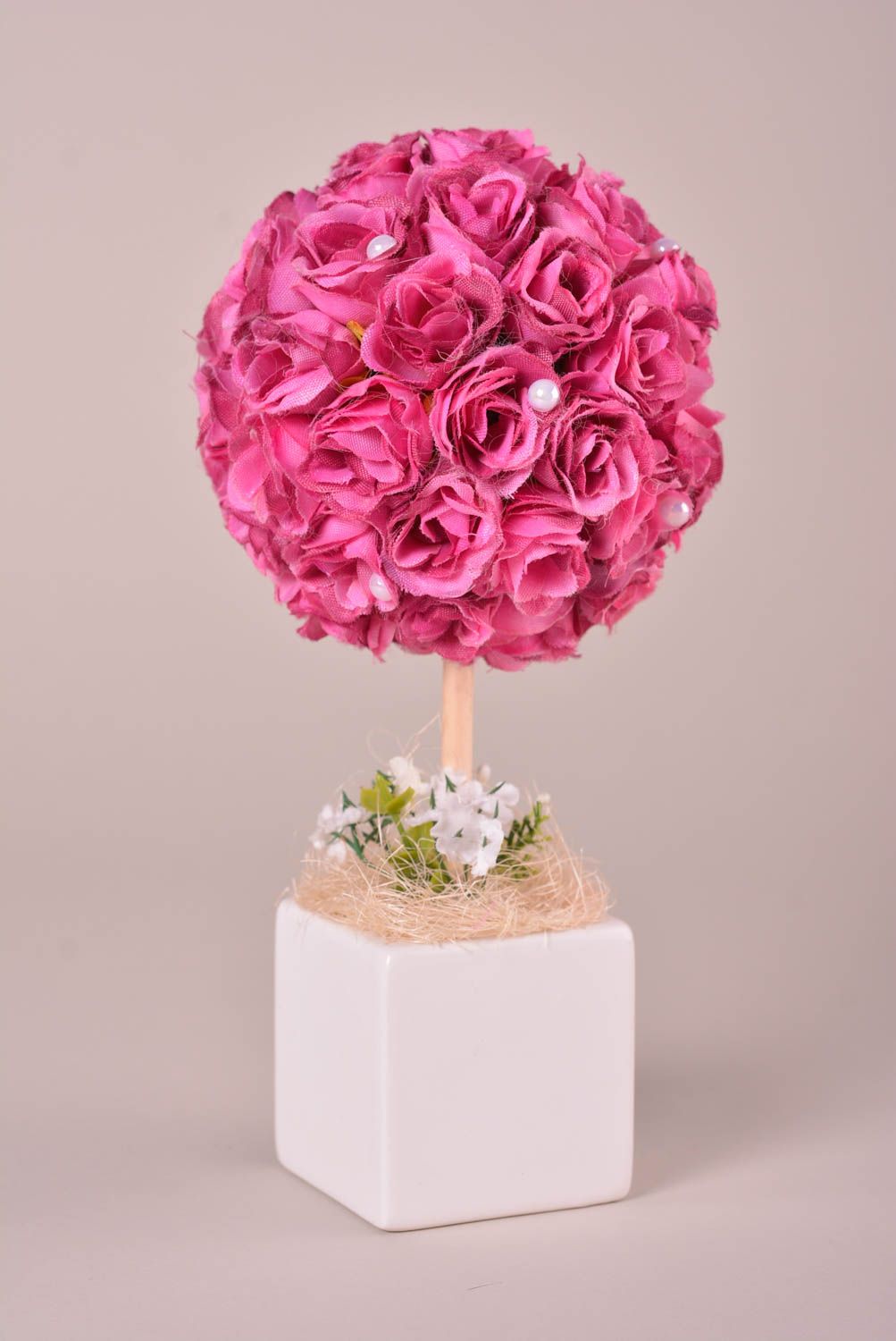 Дерево ручной работы дерево из искусственных цветов декор для дома розовое фото 1