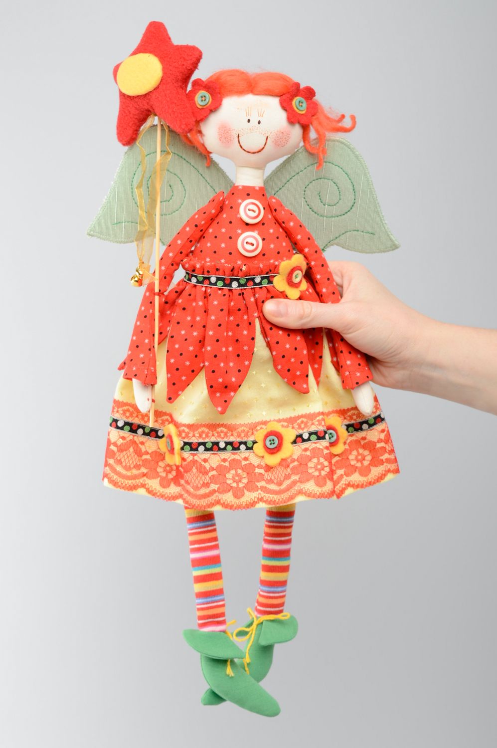Игрушка кукла из ткани авторская красивая подарок  фото 4