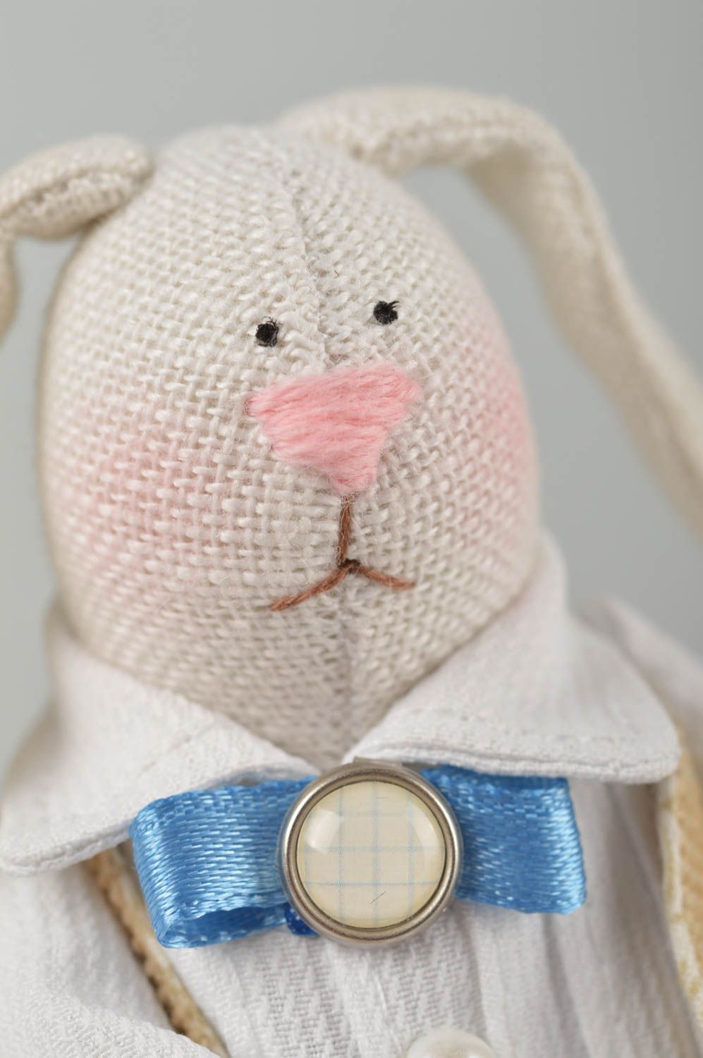 Peluche lapin faite main Jouet en tissu de coton original mignon Déco mariage photo 4