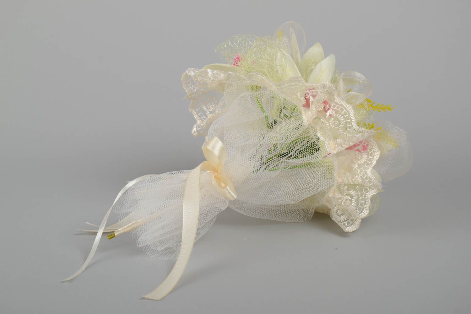 Bouquet da sposa fatto a mano mazzo sposa di fiori artificiali con orchide foto 3