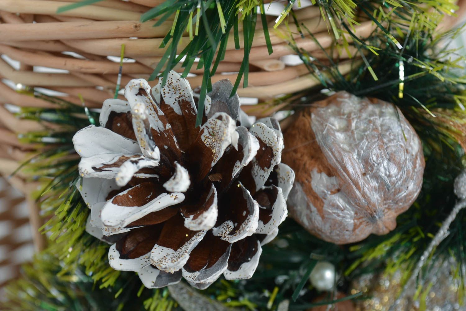 Aufbewahrungskorb mit Deckel handmade Korb mit Henkel Weihnachten Dekoration foto 2