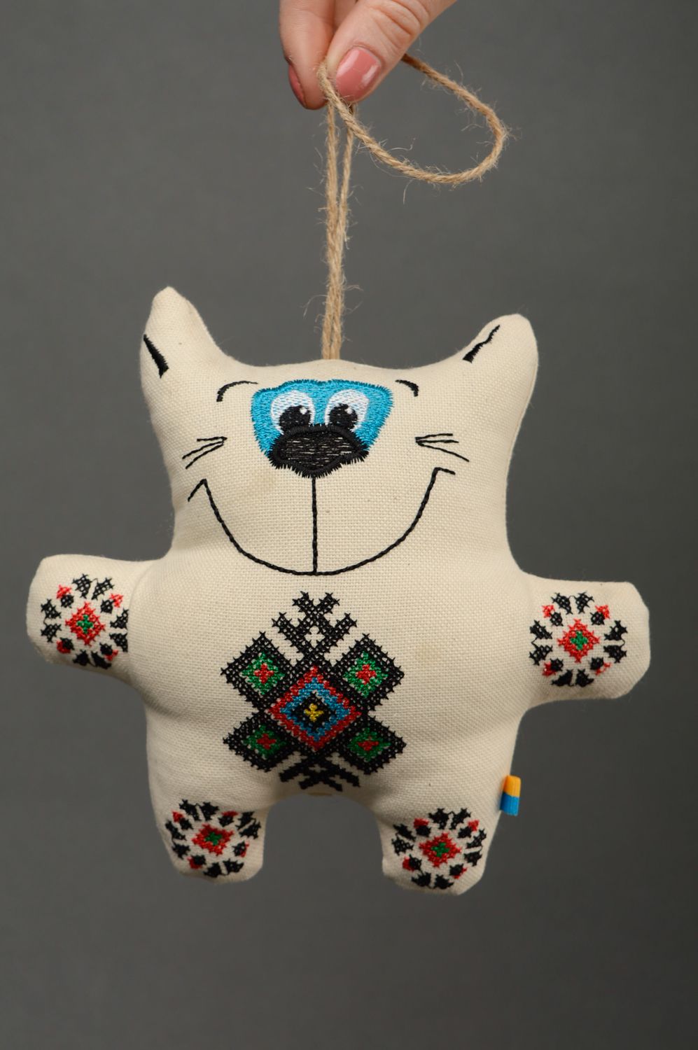 Small interior soft toy sewn of fabric Cat photo 3