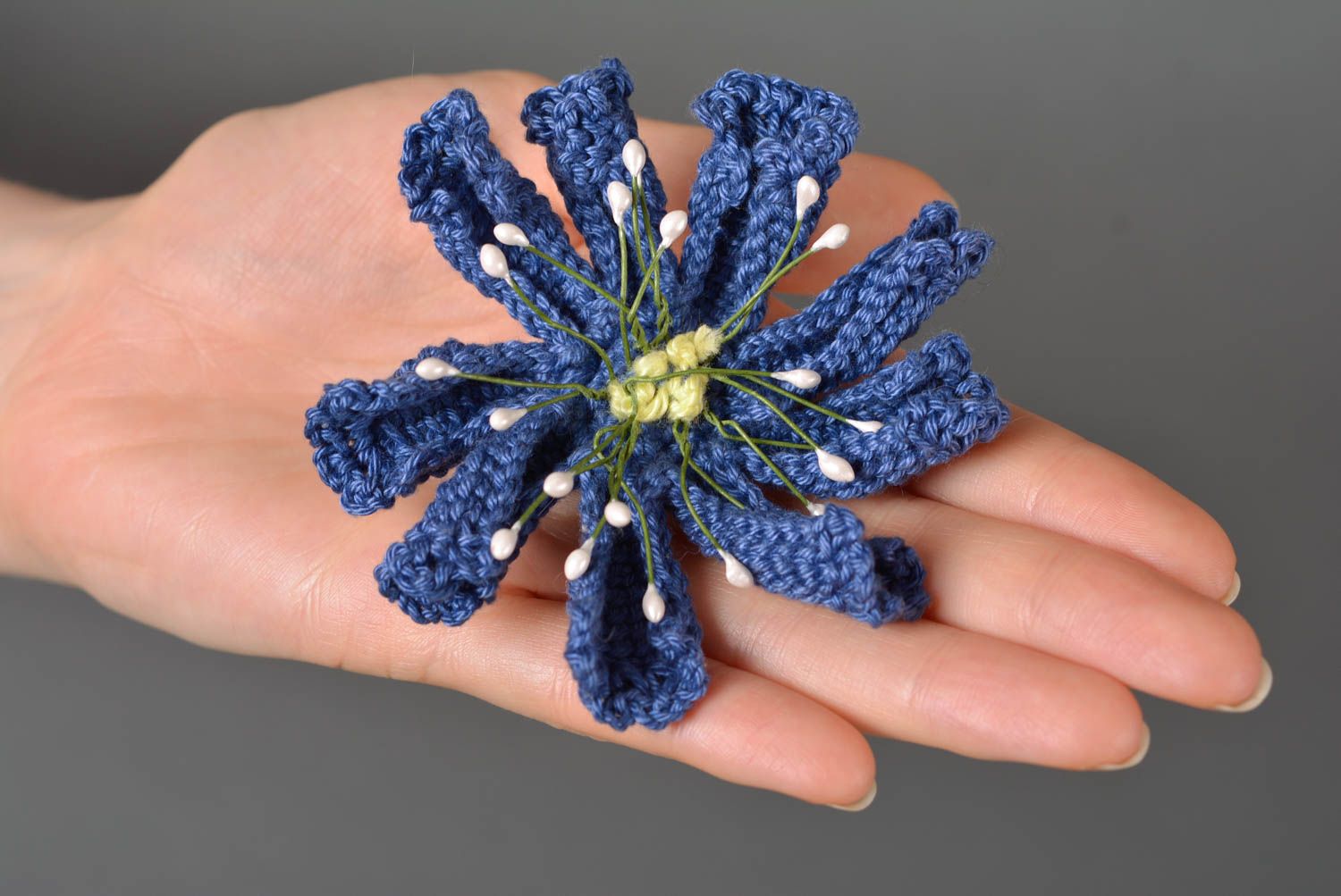 Handmade Schmuck Mädchen Haarschmuck Blumen Haargummi schön blau elegant foto 3