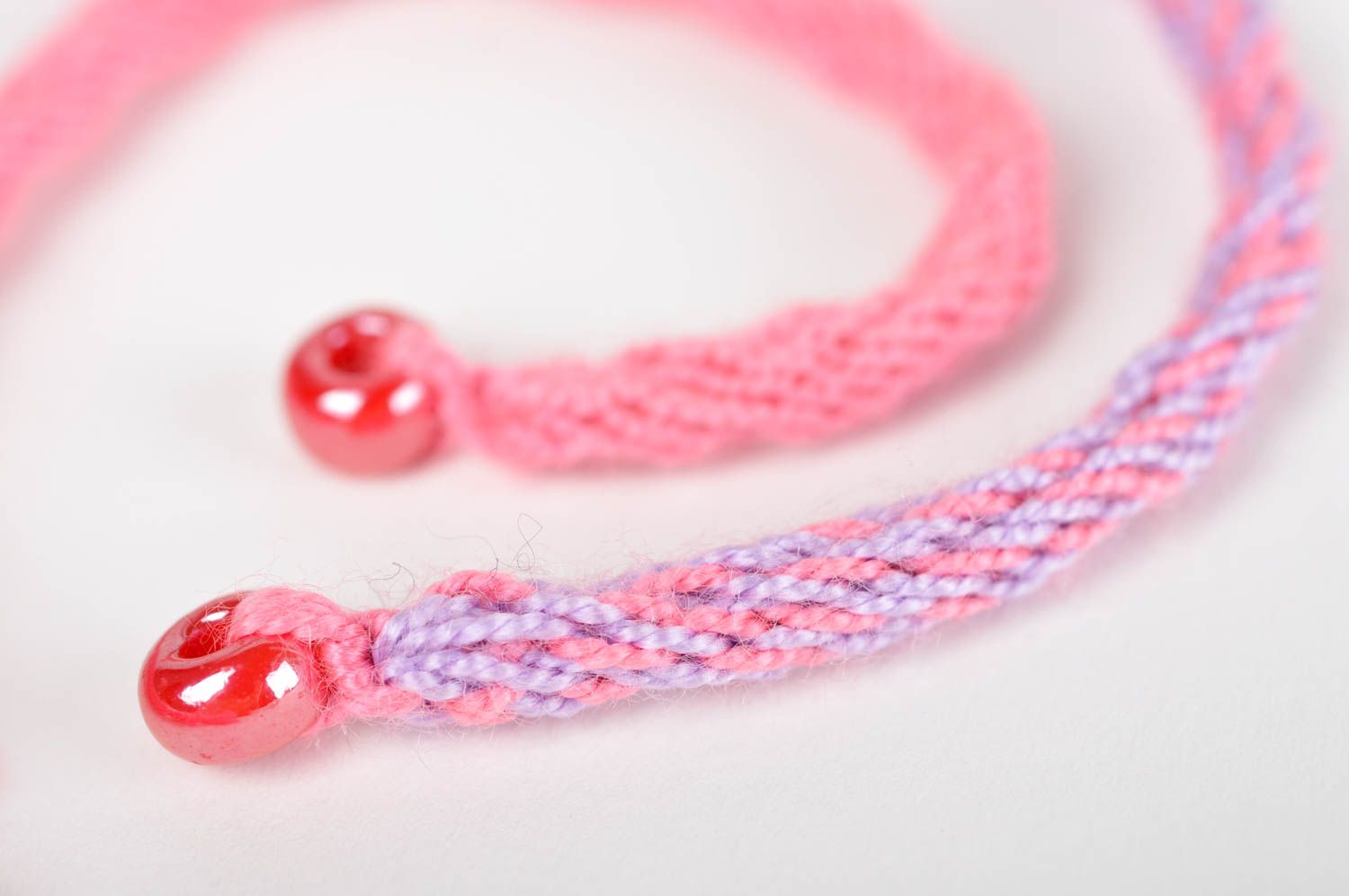 Bracelets textiles rose violet Bijoux fait main Accessoires femme 2 pièces photo 4