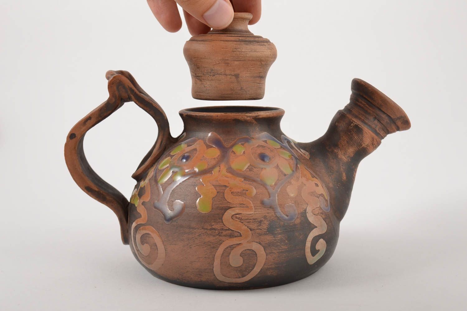 Глиняный заварочный чайник ручной работы посуда для чая посуда из керамики фото 5
