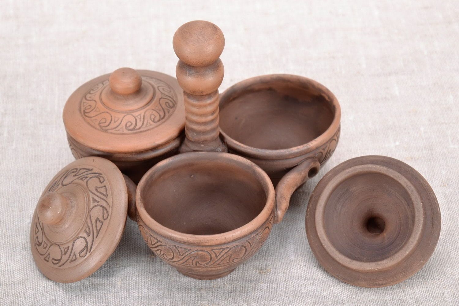 Triple ceramic set for spices photo 1