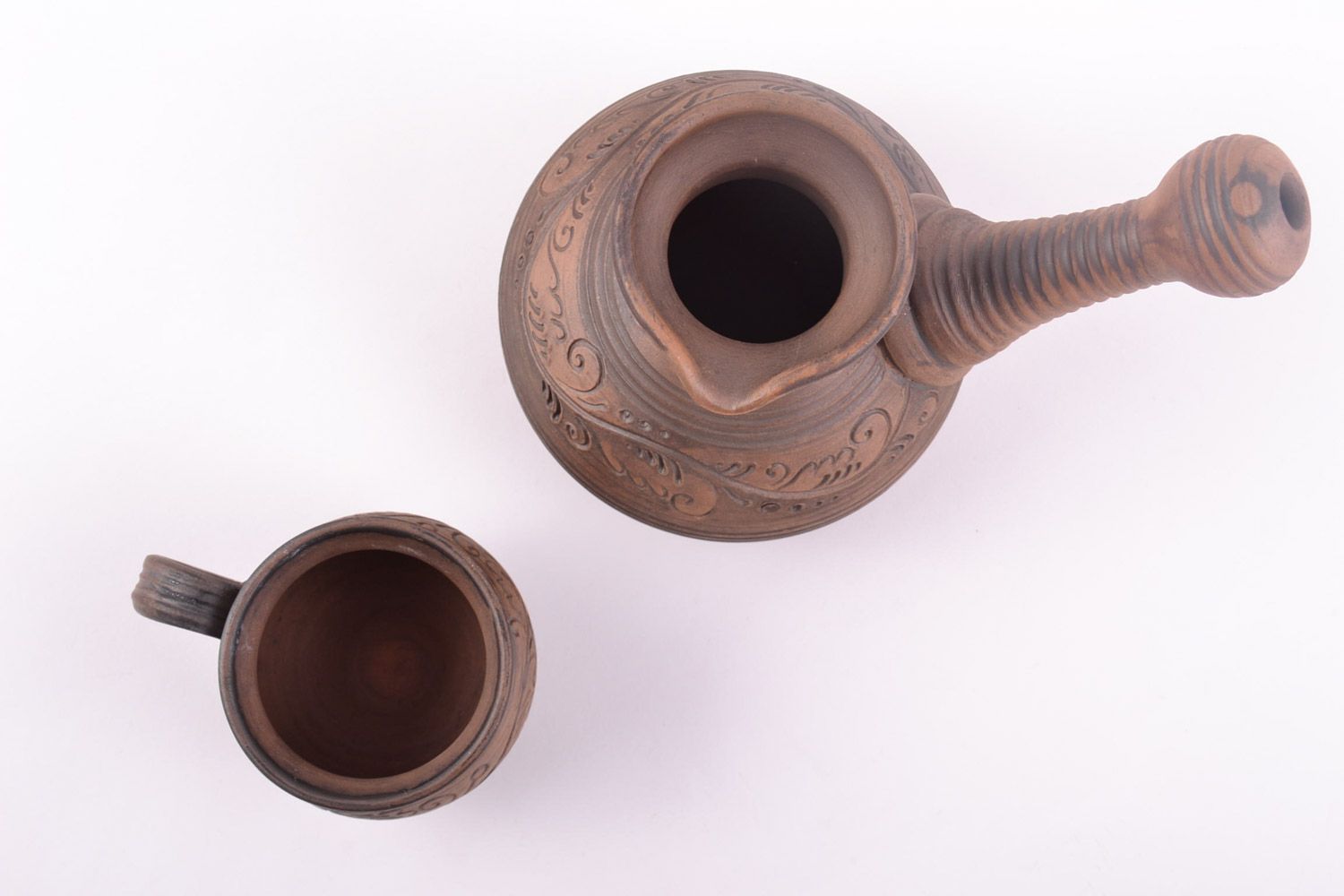 Keramik Geschirr Set handgemacht für Kaffeezubereitung Kaffeekanne und Tasse  foto 4