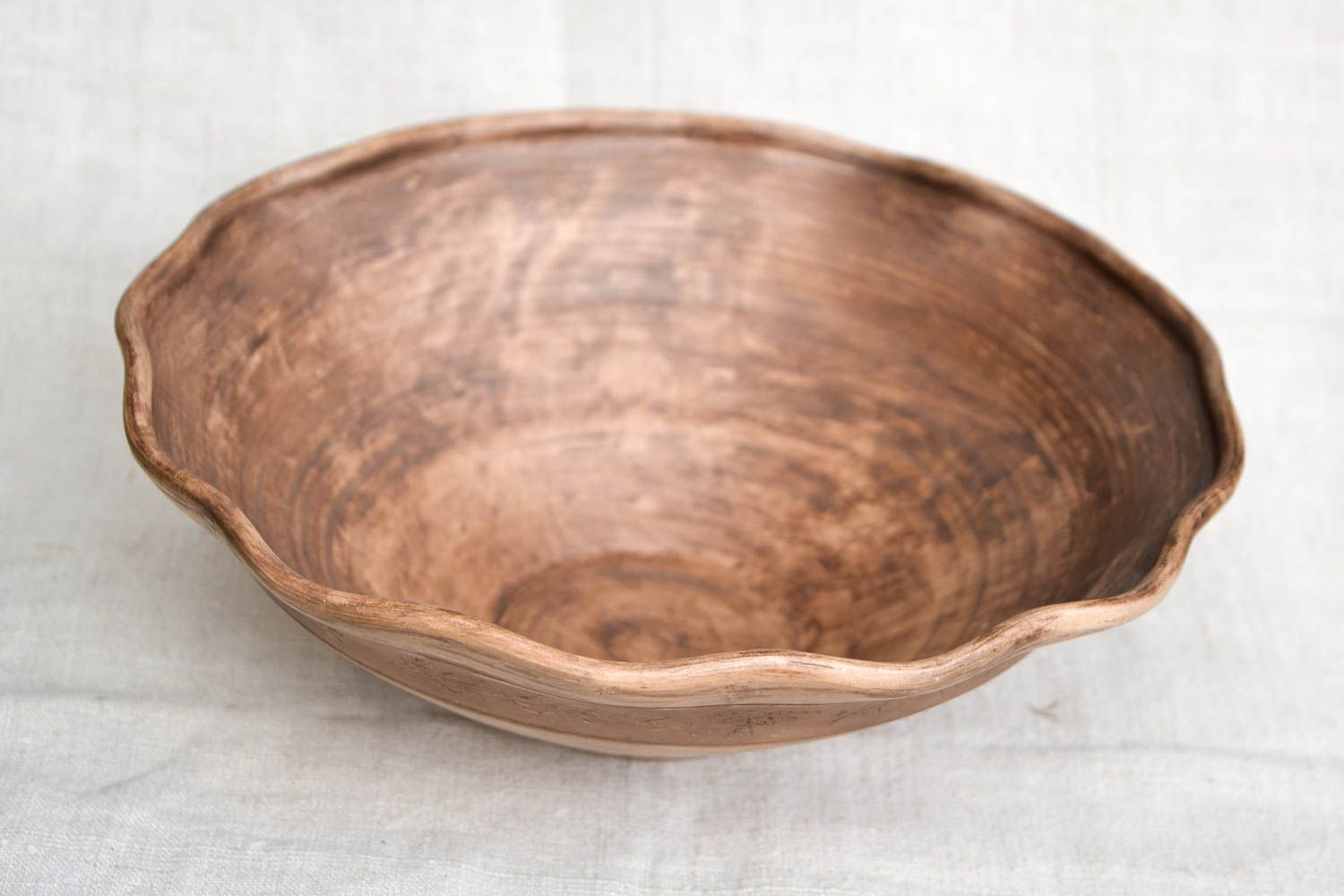 Керамическая тарелка ручной работы глиняная посуда тарелка для салата большая фото 4