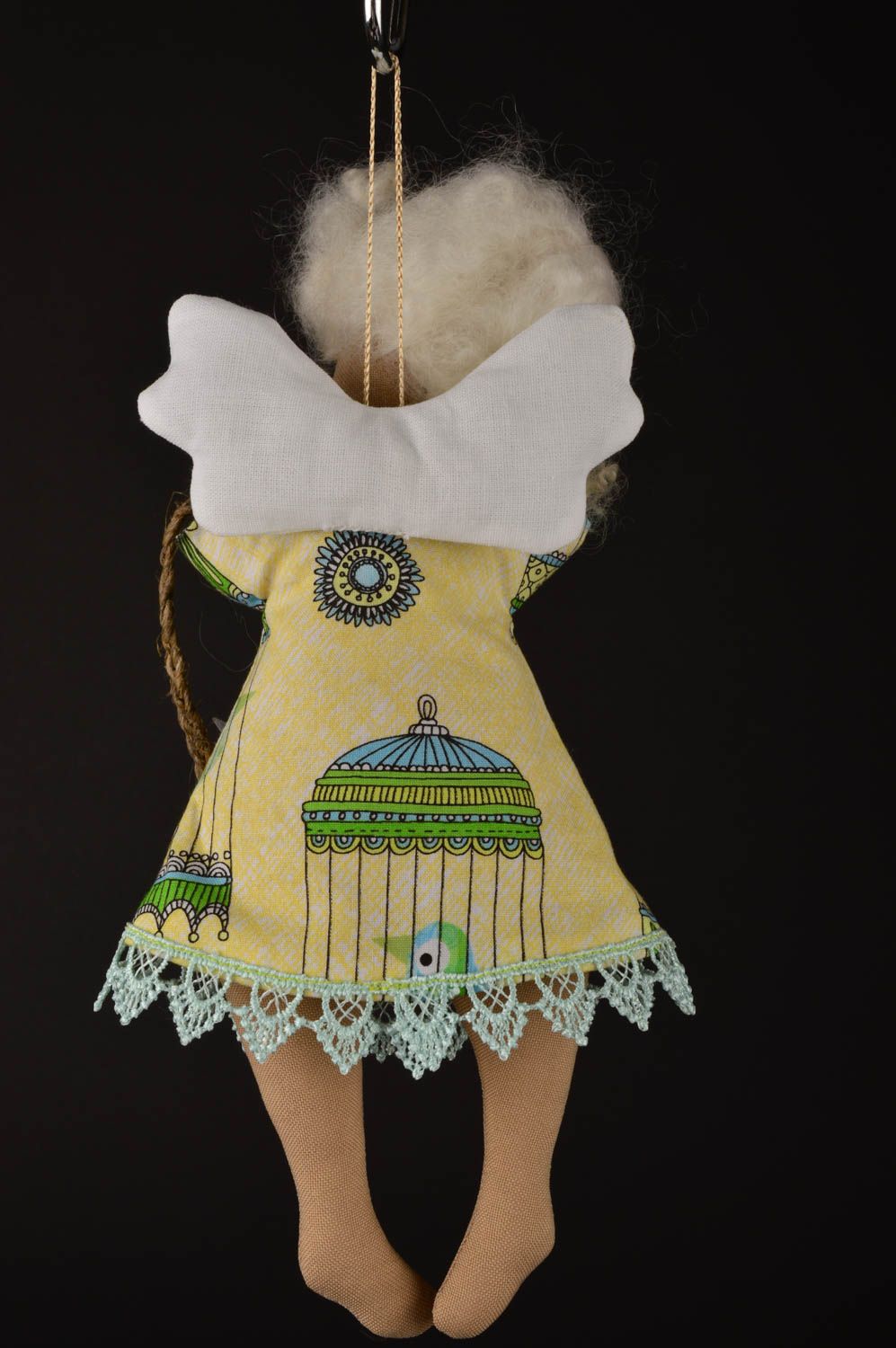 Peluche ange fait main Déco maison Cadeau original textile à suspendre design photo 2