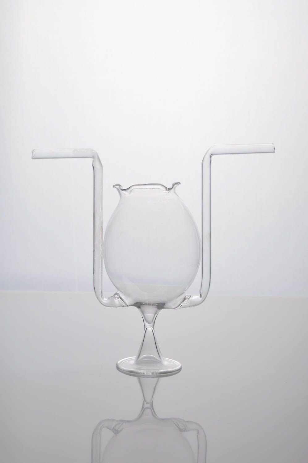 Стеклянный стакан ручной работы оригинальный бокал стакан с трубочками для пары фото 2